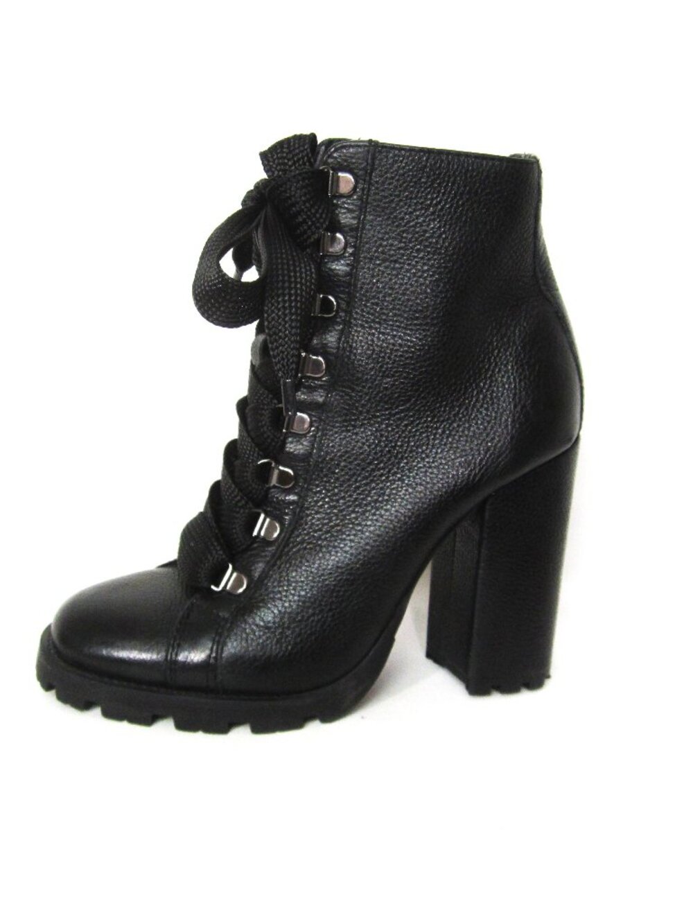 Like New Schutz Zhara Bootie Size 8B 8M Lace Up 4" Heels Chunky Leather